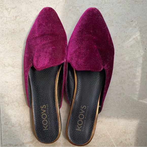 Koovs Velvet Slip On Loafer In Wine Red 